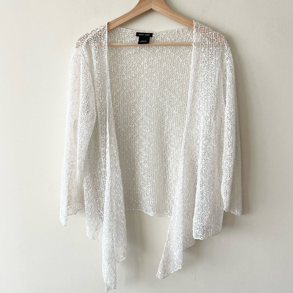 Katie Todd Elegant White Open-Front Cardigan Women’s size S